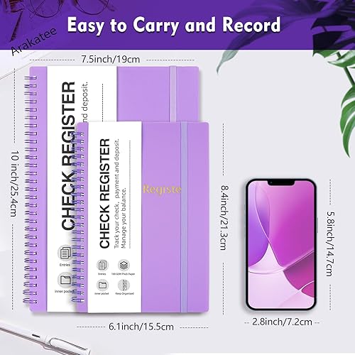 Miniatura 8 de Registros de cheques para chequera personal, libro de registro de cheques grande en espiral, planificador de presupuesto con registro de cheques