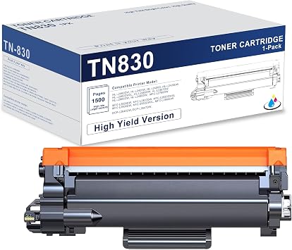 1 Pack TN830 TN-830 Toner Cartridge Replacement for Brother TN830 Black Toner Cartridge for DCP-L2647DW HL-L2420DW HL-L2460DWXL MFC-L2820DW MFC-L2900DW MFC-L2980DW Printer