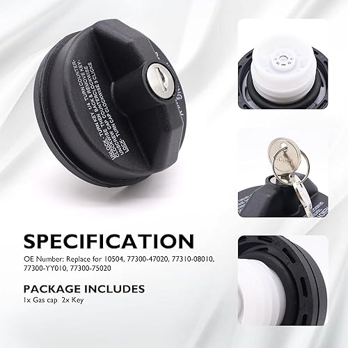 Miniatura 5 de 10504 - Tapa de llenado de tanque de combustible con cerradura con llave compatible con Chevrolet Chevy, Toyota 4Runner FJ Cruiser Highlander, GMC