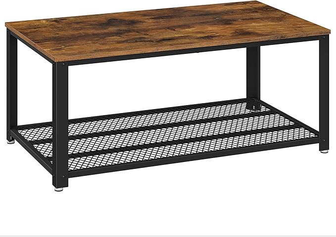Vasagle Sehpa, 2 Katlı Oturma Odası Masası, Izgara Raflı