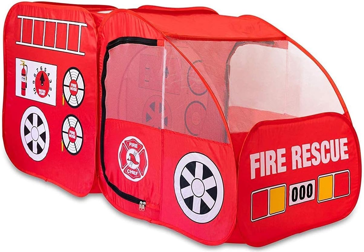Fire Truck Tent for Kids, Toddlers, Boys & Girls – Red Fire Engine Pop Up Pretend Playhouse for Indoors & Outdoors – Quick Set Up, Weather Proof Fabric, Foldable & Spacious