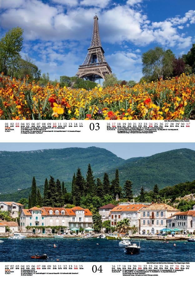 Travel Magic Europe DIN A4 Calendar for 2024 Holiday Beach Travel Europe City and Country Seelenzauber, multicoloured - Image 3