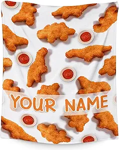 Mercuryelf Custom Dinosaur Chicken Nugget Blanket - Soft, Fuzzy & Warm - 30x40 Inches Small Throw Blankets for Lap, Crib - White Novelty Throws Gift for Chicken Nugget Lovers