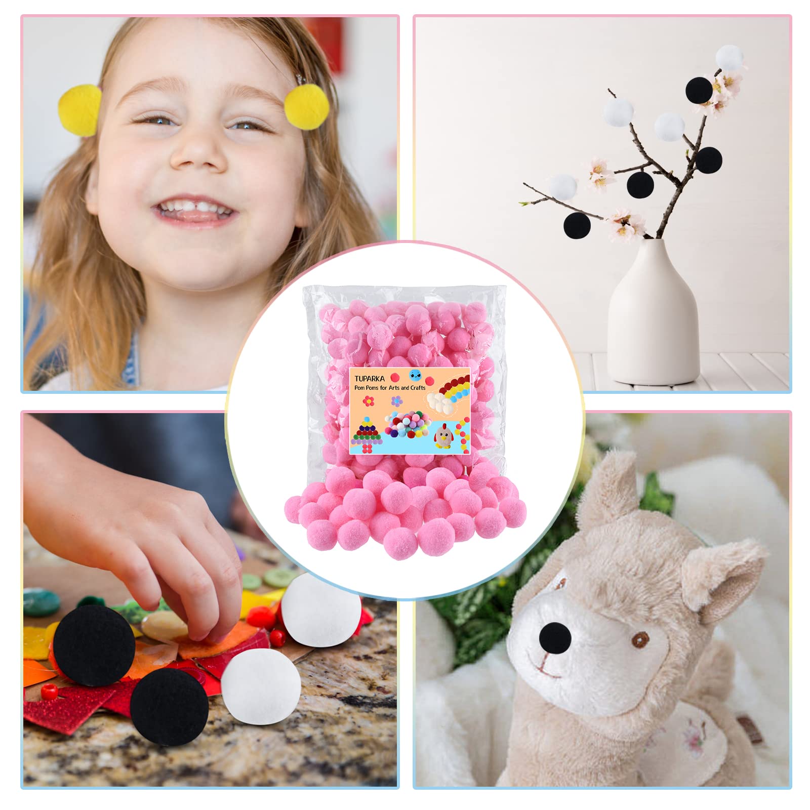 小物 pompom Amazon.com: TUPARKA 100 Pcs Pom Poms for Crafts 1 Inch Pink