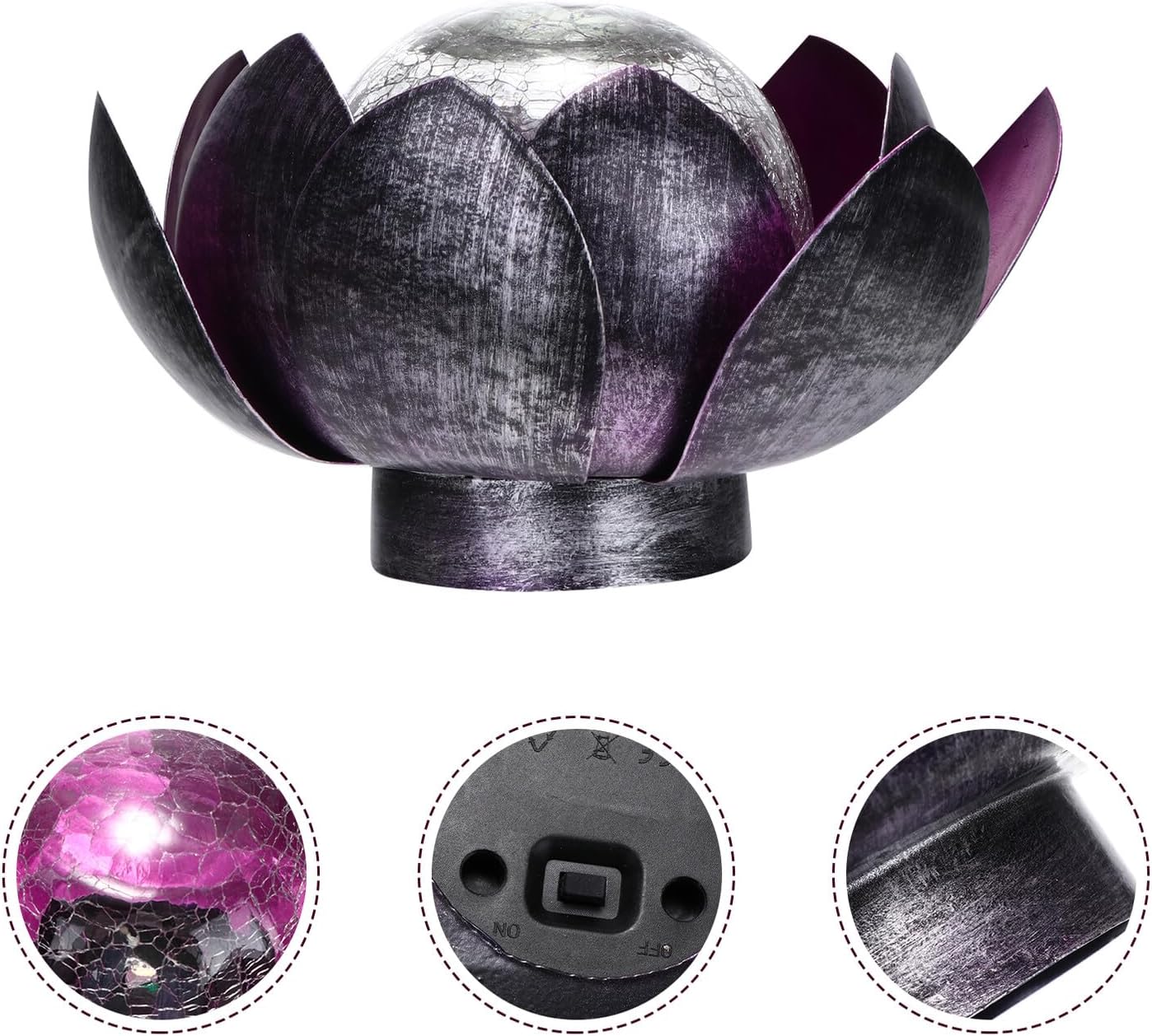 Uonlytech Solar Lotus Lamp Outdoor Pond Light Purple LED Solar Pool Light Garden and Patio Decoration Yard and Water Features