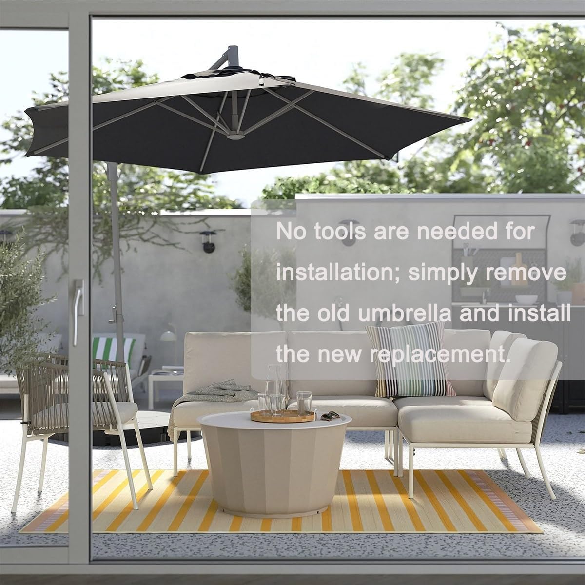 Patio Umbrella Replacement Canopy for 6/8 Ribs, 6.5ft 7.5ft 9ft 10ft Market Yard Table Replacement Umbrella Top Cover, Outdoor Fade Resistant Tear Resistant Parasol Cover Cloth