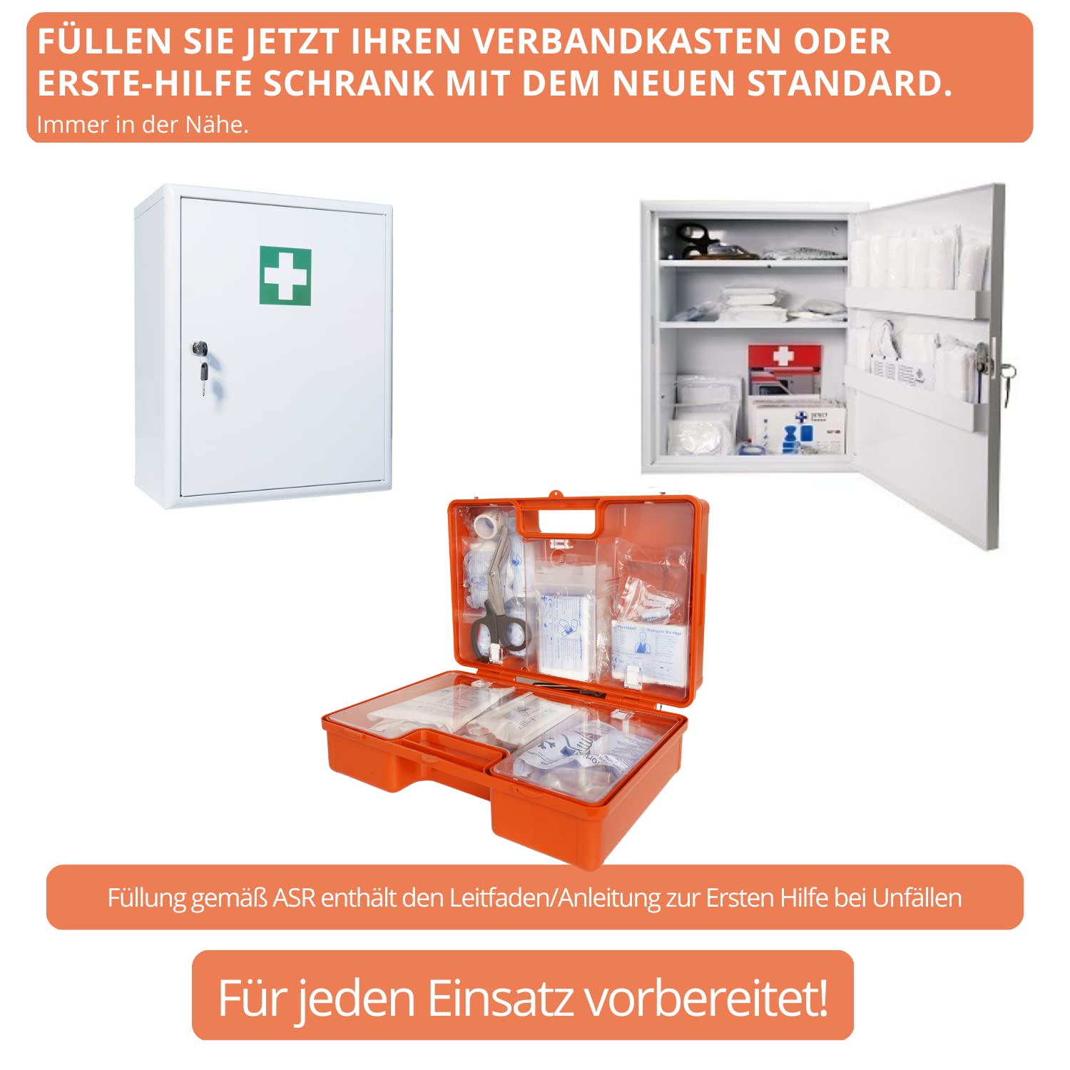 Nachfüllset DIN 13169:2021 für Erste-Hilfe Koffer & Verbandkaste, für Verbands-Kasten & Medizinschrank gemäß ASR, HierBeiDir