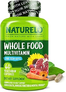 NATURELO Vegan Teen Multivitamin for Boys: Whole Food, Non-GMO, Plant Extracts for Active Growth