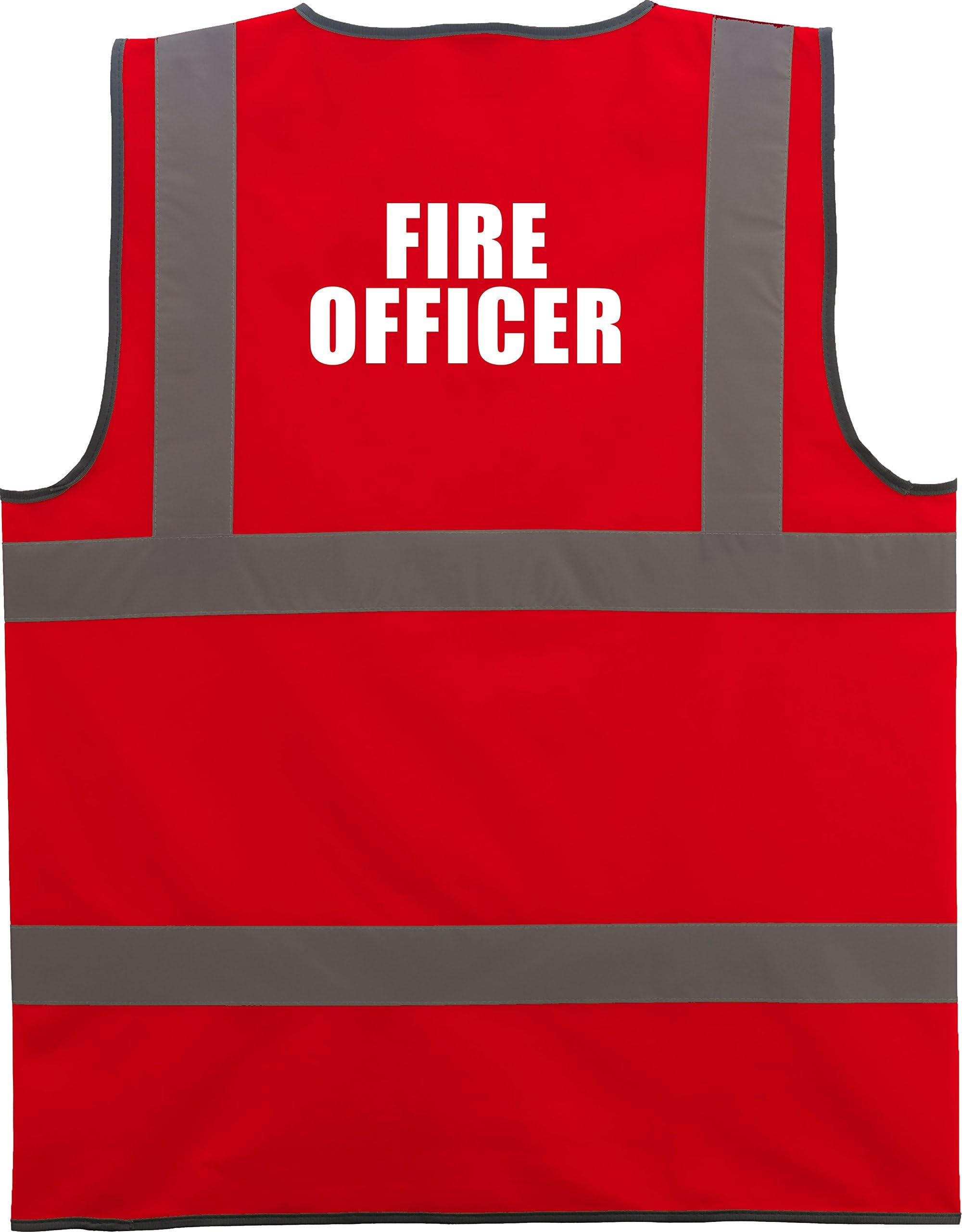 Red or Black Hi Vis Vest Printed Chest and Back White Vinyl 'Fire Officer'
