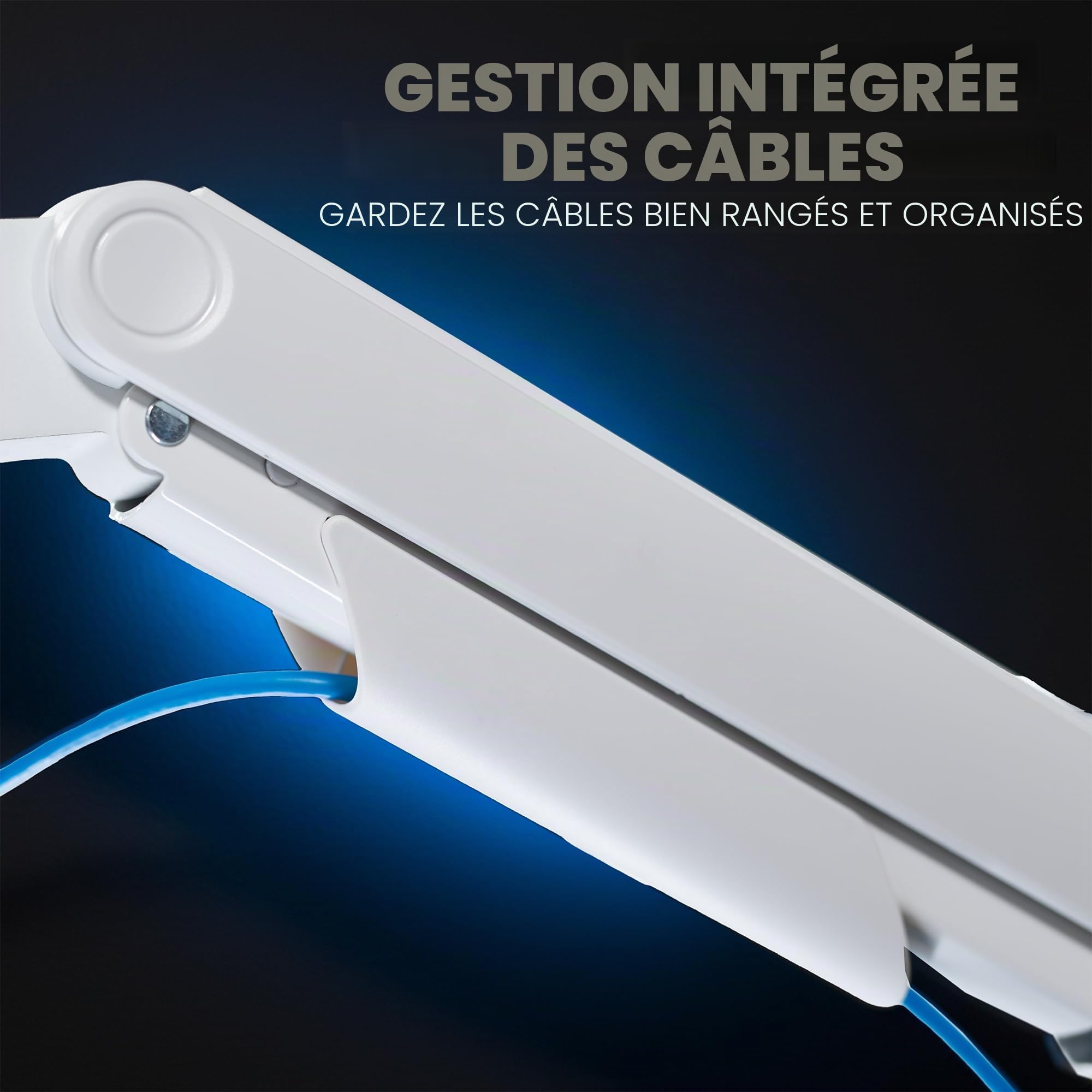 Vivo Support Écran PC Premium, Bras de Moniteur Articulé à Ressort Robuste pour Écrans jusqu'à 49 Pouces, Blanc, STAND-V101VW