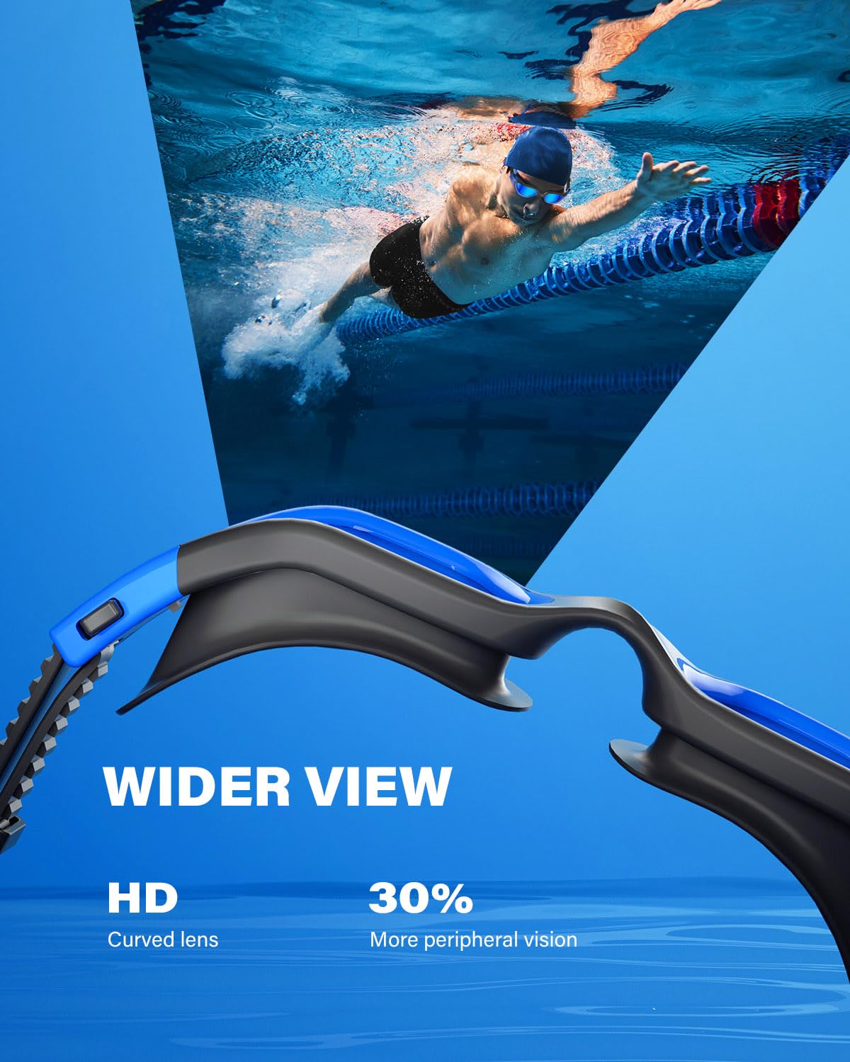 YAKAON A1 Polarisiert/Non Polarisiert Schwimmbrille für Herren und Damen, Schwimmbrille mit Spiegel/Rauch Linse UV-Schutz Anti Nebel Verstellbar Profi Schwimmbrillen für Erwachsene Jugendliche