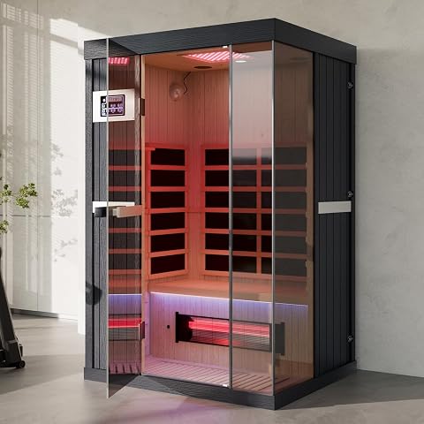 2-Person Full Spectrum Infrared Sauna with Red Light Therapy and Bluetooth