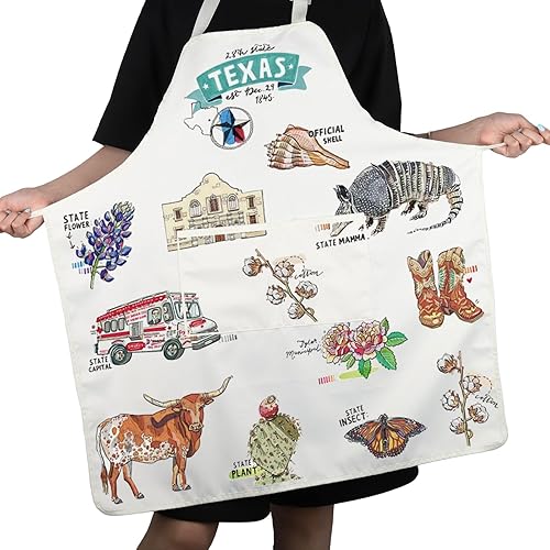 Miniatura 6 de VAMSII Delantales de Texas State Souvenirs Regalos Delantal de cocina con 2 bolsillos BBQ Chef Delantal vintage para mujeres y hombres