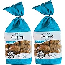Erofili Artisan – Biscotti di Segale di Creta, Tradizionali e Croccanti per Insalata Dakos, 100% Naturali, Cotti in Forno Familiare in Creta – 2 Confezioni da 400g (Totale 800g)