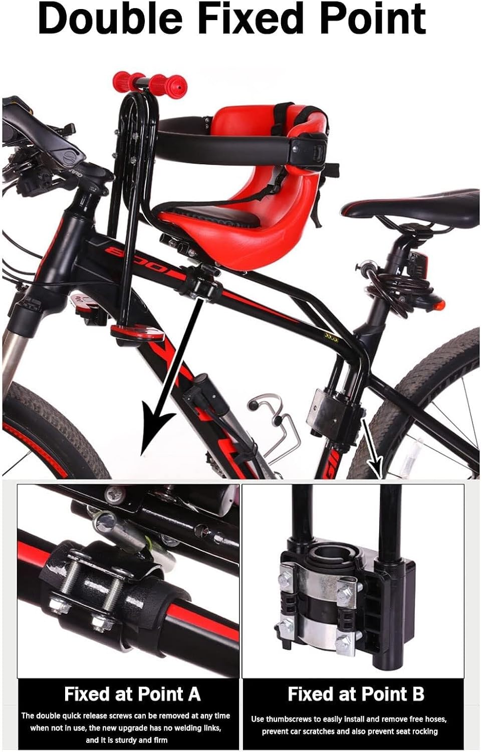 Front Kids Bike Seat for Child, Portable Front Mounted Child Bicycle Seats with Armrest Back Rest Foot Pedals, Mountain Bike Child Safety Seat for Hybrid City Bicycles for 0.6-4 Years Old,Blue
