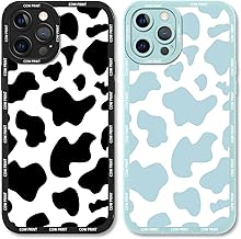 Yoedge 2 Pieces Case for iPhone 12 Pro 6.1 Inches, Ultra Slim Flexible Soft TPU Silicone Case with Fashion Aesthetic Drawings, Anti-Shock, Anti-Scratch Protective Case for iPhone 12 Pro, Cow
