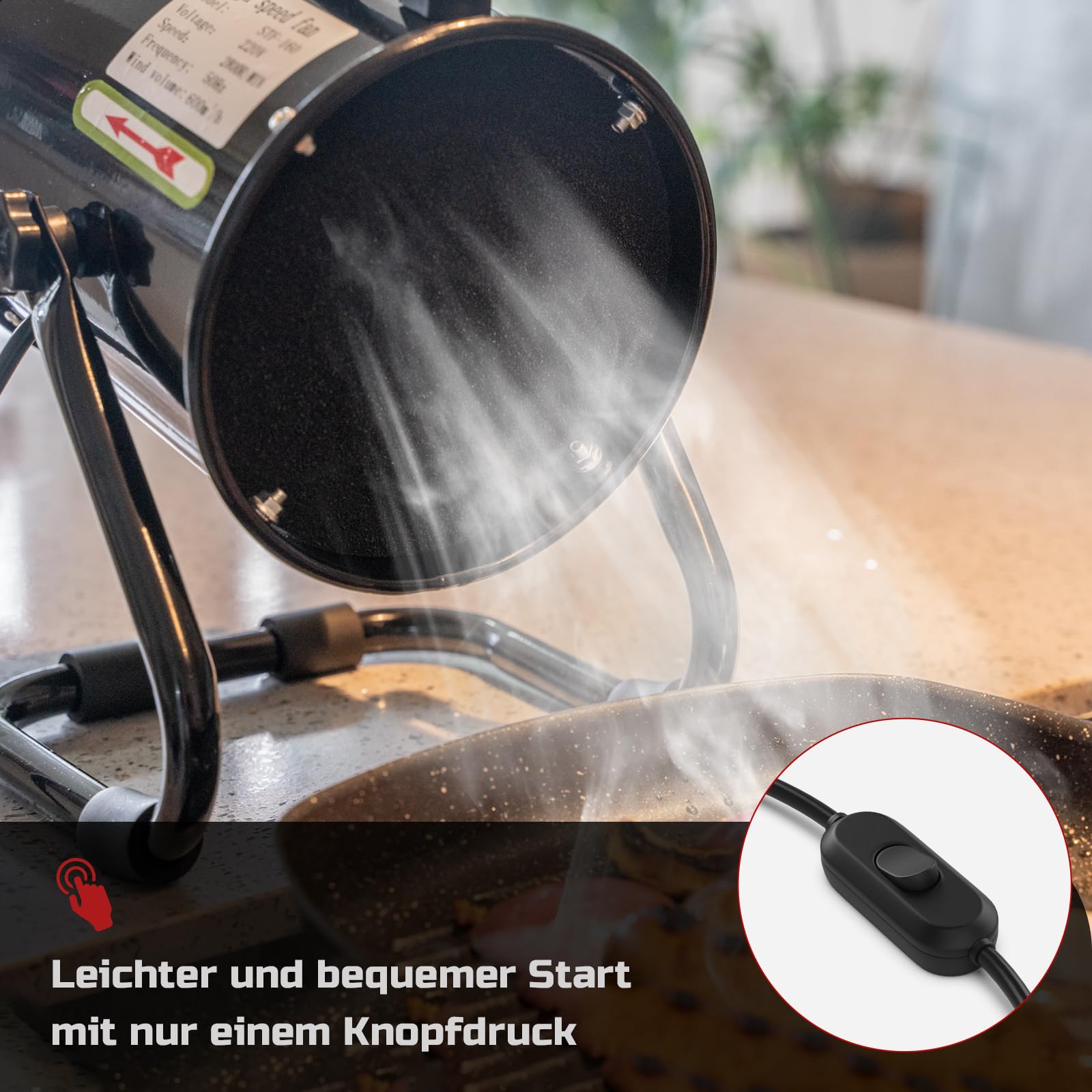 Tragbare Dunstabzugshaube 40W 600m³/h Abluftventilator mit 10 Aktivkohle Filter/120°verstellbare/Geräuscharmer/Aus Aluminiumlegierung - Mobile Abzugshaube für Belüftung Abluftgebläs im Indoor/RV