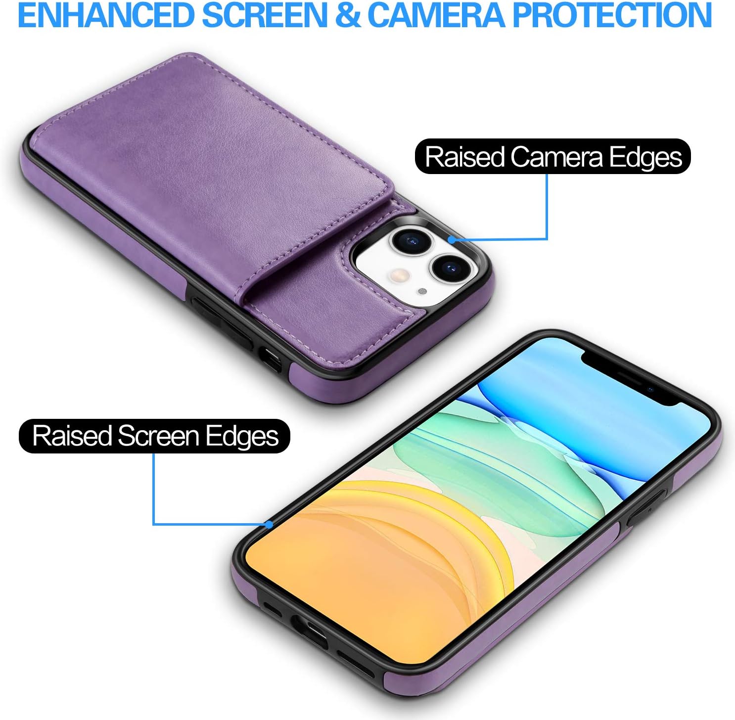 HianDier Wallet Case for iPhone 11 Case with Card Holder PU Leather Kickstand Card Slots Cover Protective Magnetic Closure Shockproof Flip Back Case for iPhone 11 6.1-inch, Purple
