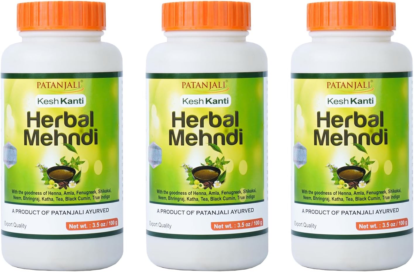 Patanjali Kesh Kanti Herbal Mehndi 100 gramos pack 3