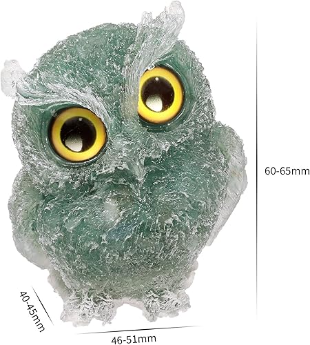 Miniatura 2 de mookaitedecor Estatua de búho de aventurina verde escultura de piedra animales tallados figura de búho nocturno adorno de cristal para escritorio