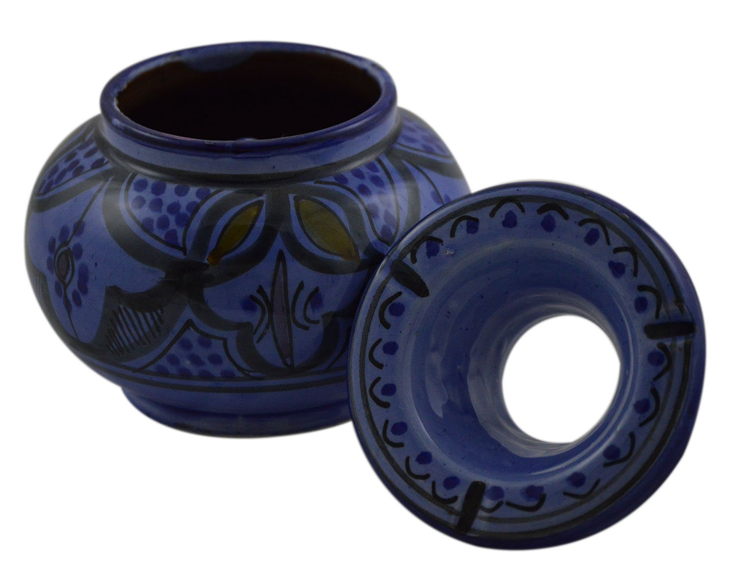 Ceramic Ashtrays Hand Made Smokeless Large Moroccan Royal Blue