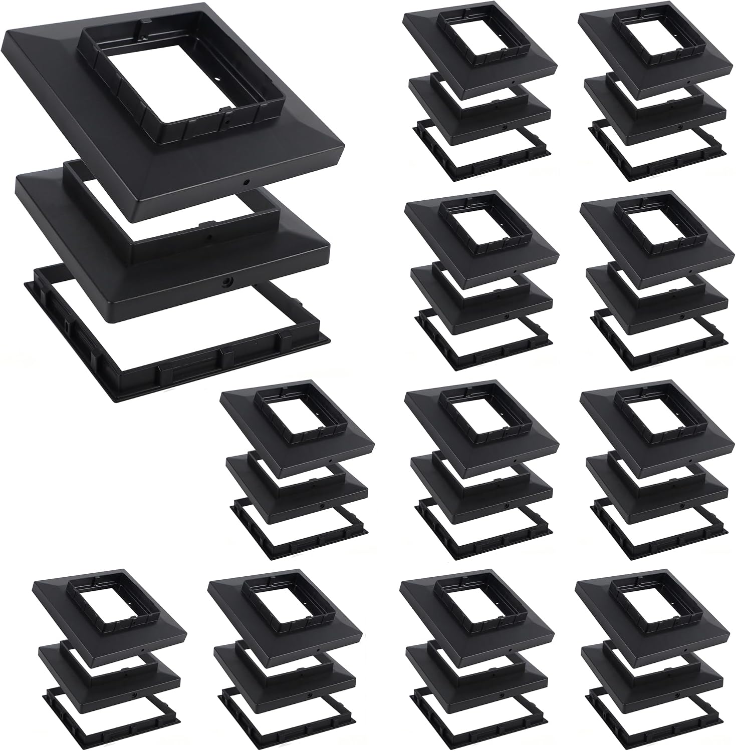 Dynaming Black Mount Base for Solar Post Lights, Fit for 5x5 or 5.5x5.5 Vinyl/Wooden Post (12 Pack)