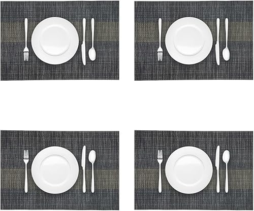 Miniatura 3 de Juego de 4 manteles individuales tejidos de vinilo, hermosos manteles individuales lavables y duraderos, antideslizantes, para interiores y
