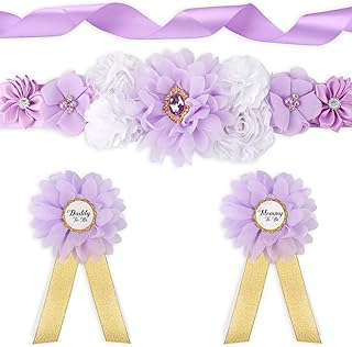 Maternity Sash Set Baby Shower Floral Belly Belt Baby Shower Decoration for Mom to Be Pregnancy Party Supplies
