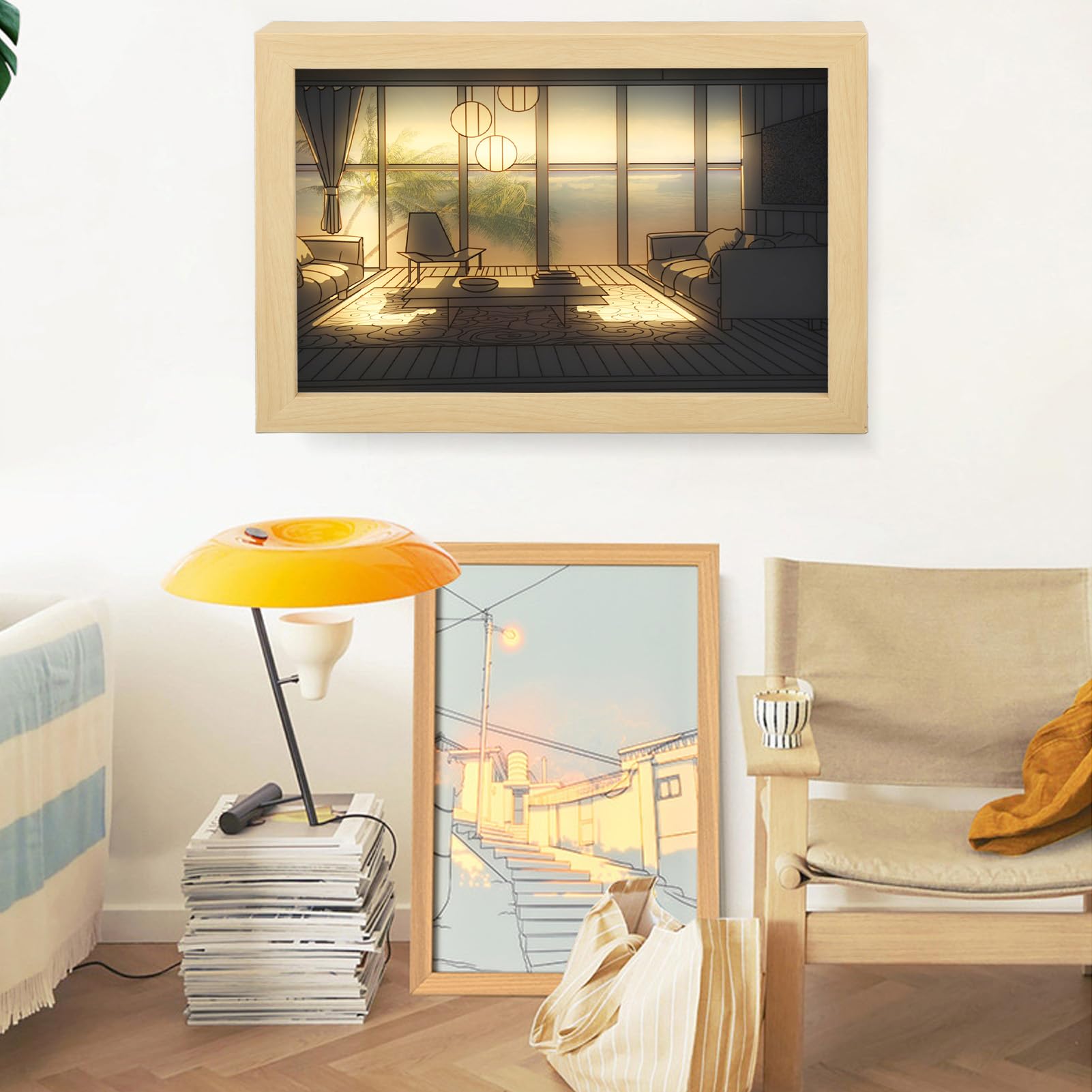 Lampe LED Bureau 3D Manga - RGB Couleurs Changeantes - Présentoir à Figurines - 21x9.5x5.3 Cm