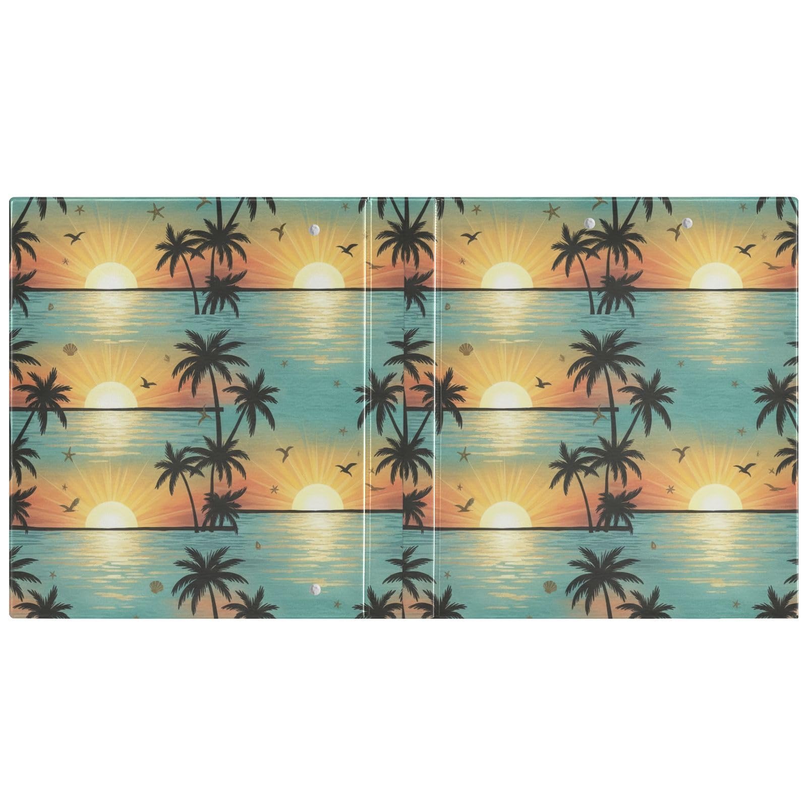 Tropical Sunset Beach - Carpeta de tres anillos, carpeta de anillos en D, paquete de 2 | Con portapapeles y bolsillos, para escuela, universidad, oficina
