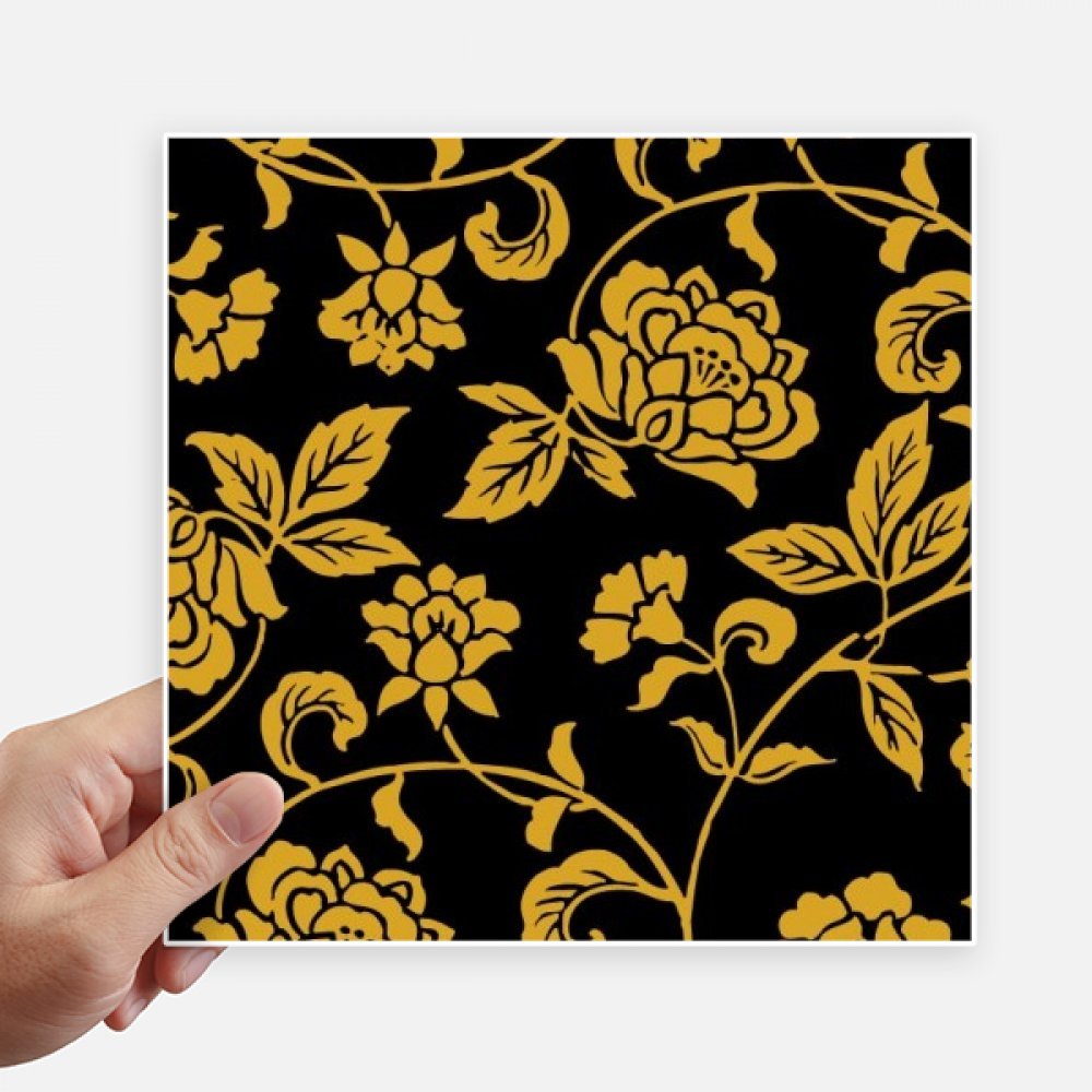 Autocollant carré 20 cm style chinois pivoine pour mur