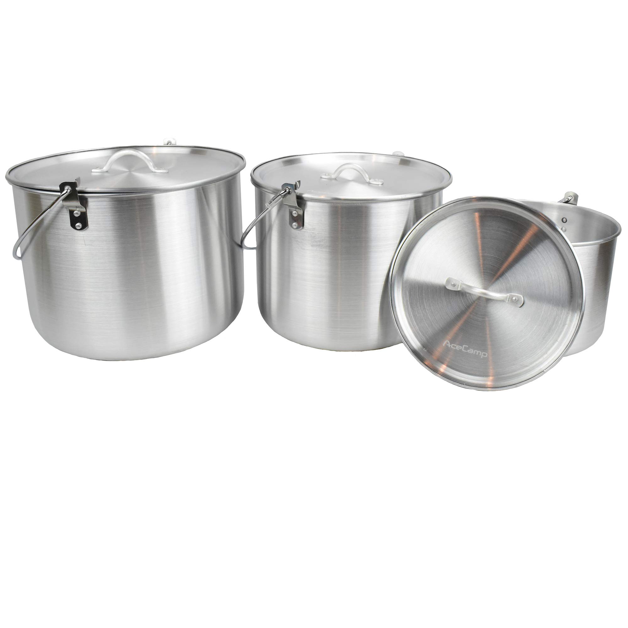 AceCamp 3 olla con tapa – Set Horde camping ollas Almacenamiento Familia ollas, 4 L, 8 L, 12 L, 1684