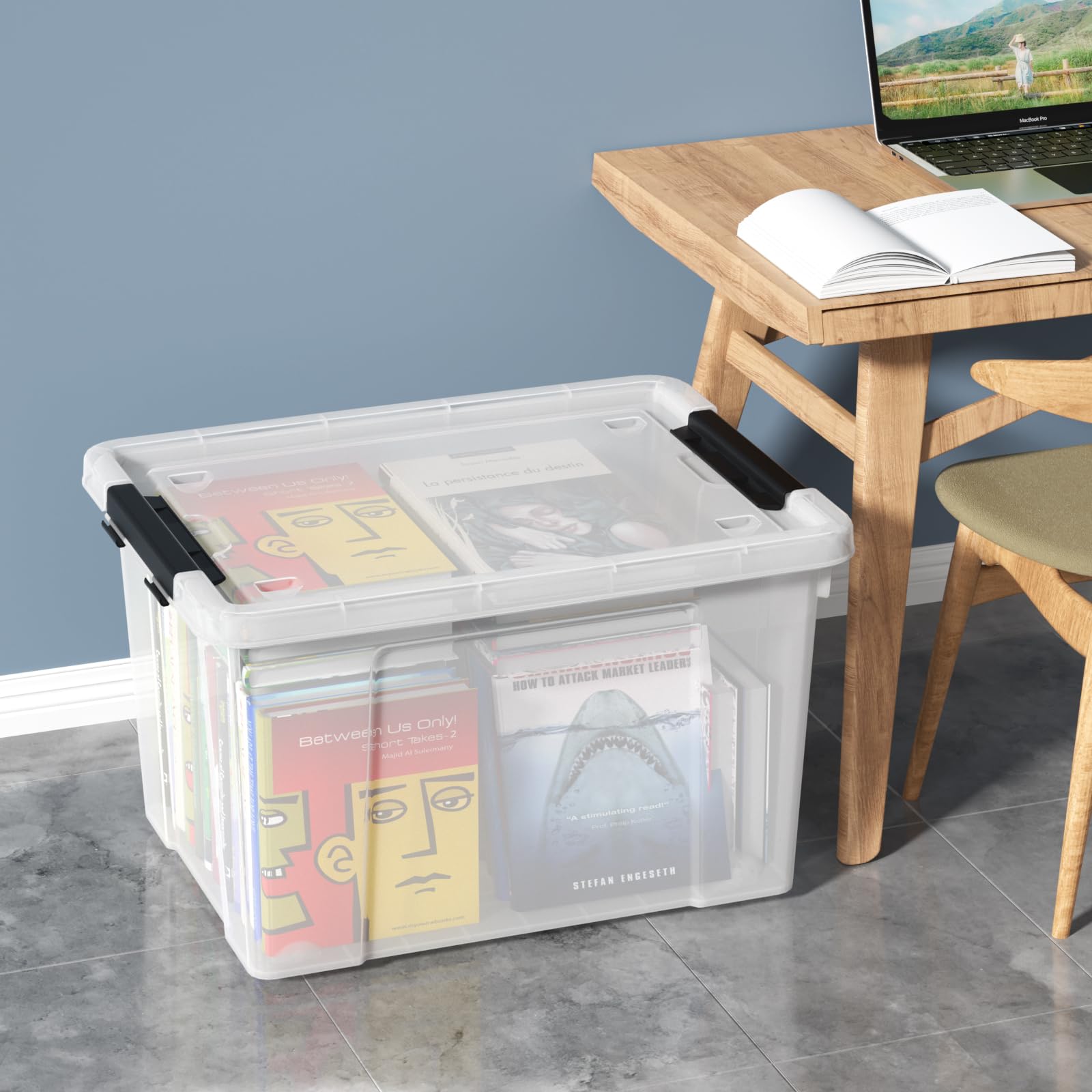 Scatole Portaoggetti Almacenaje Con Ruedas Grande Plastic Forte, , Trasparente, 55 Litri 62x45x32 Cm, Con Ruote Caja Almacenamiento Con Ruedas Scatola Portaoggetti