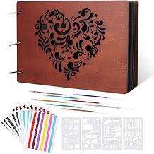 Giiffu Wedding Scrapbook Album Couples Scrapbook Kit | Premium Wooden Photo Album Anniversary Scrapbook with 100 Pages Heart Memory Book for Couples Valentines Day Gift