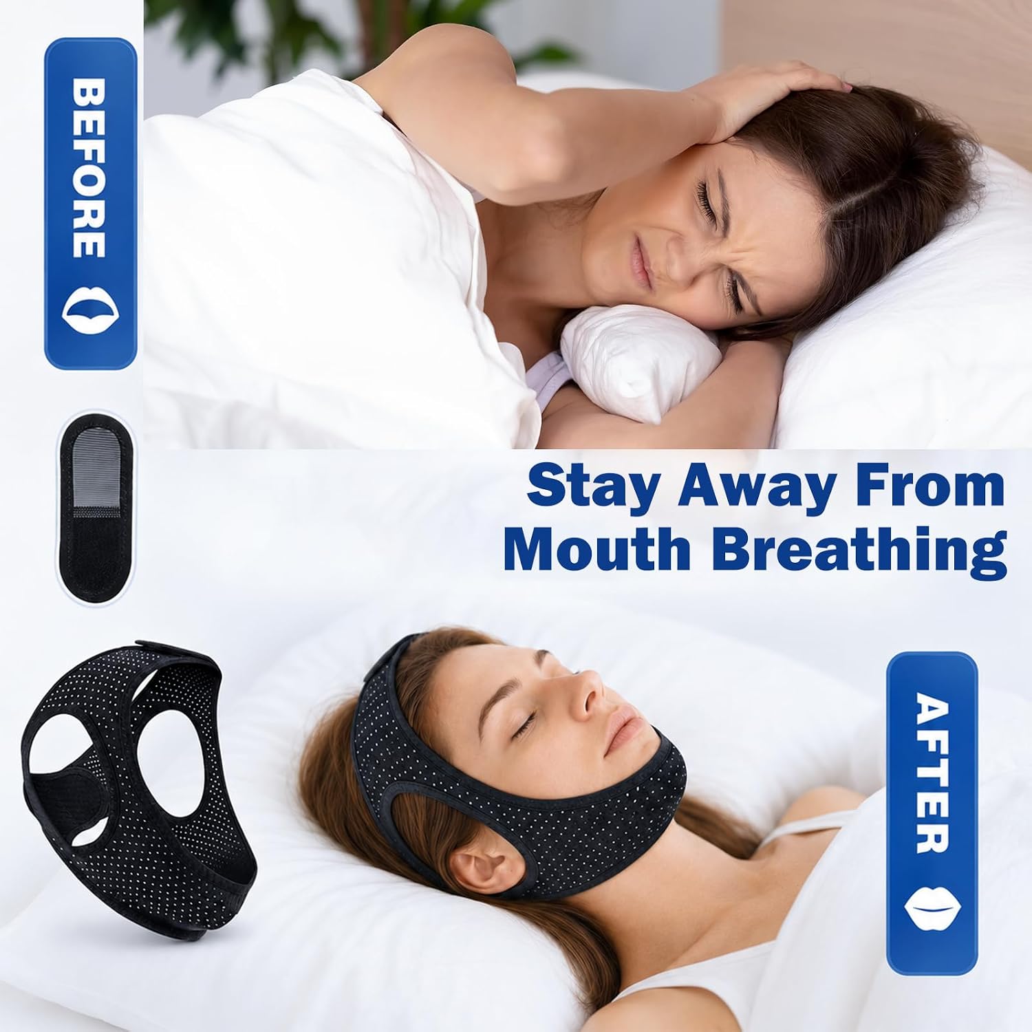 Chin Strap for Sleeping, Effective Anti Snoring Devices, Adjustable Anti Snoring Chin Strap for Men and Women-A