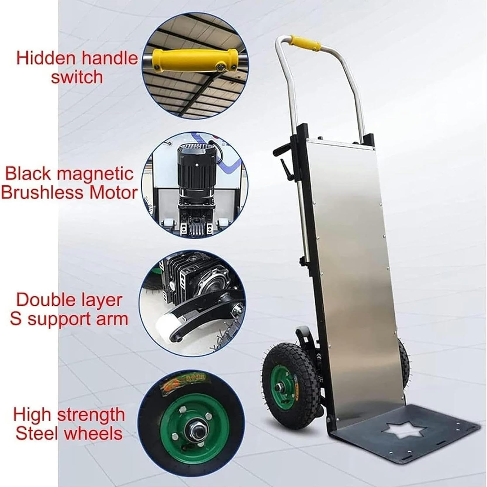 Carrello elettrico per sacchi per impieghi gravosi Carrello a mano salvalavoro, scale e discesa con carico di 200 kg, carrello con batteria rimovibile da 48 V / 32 Ah-1