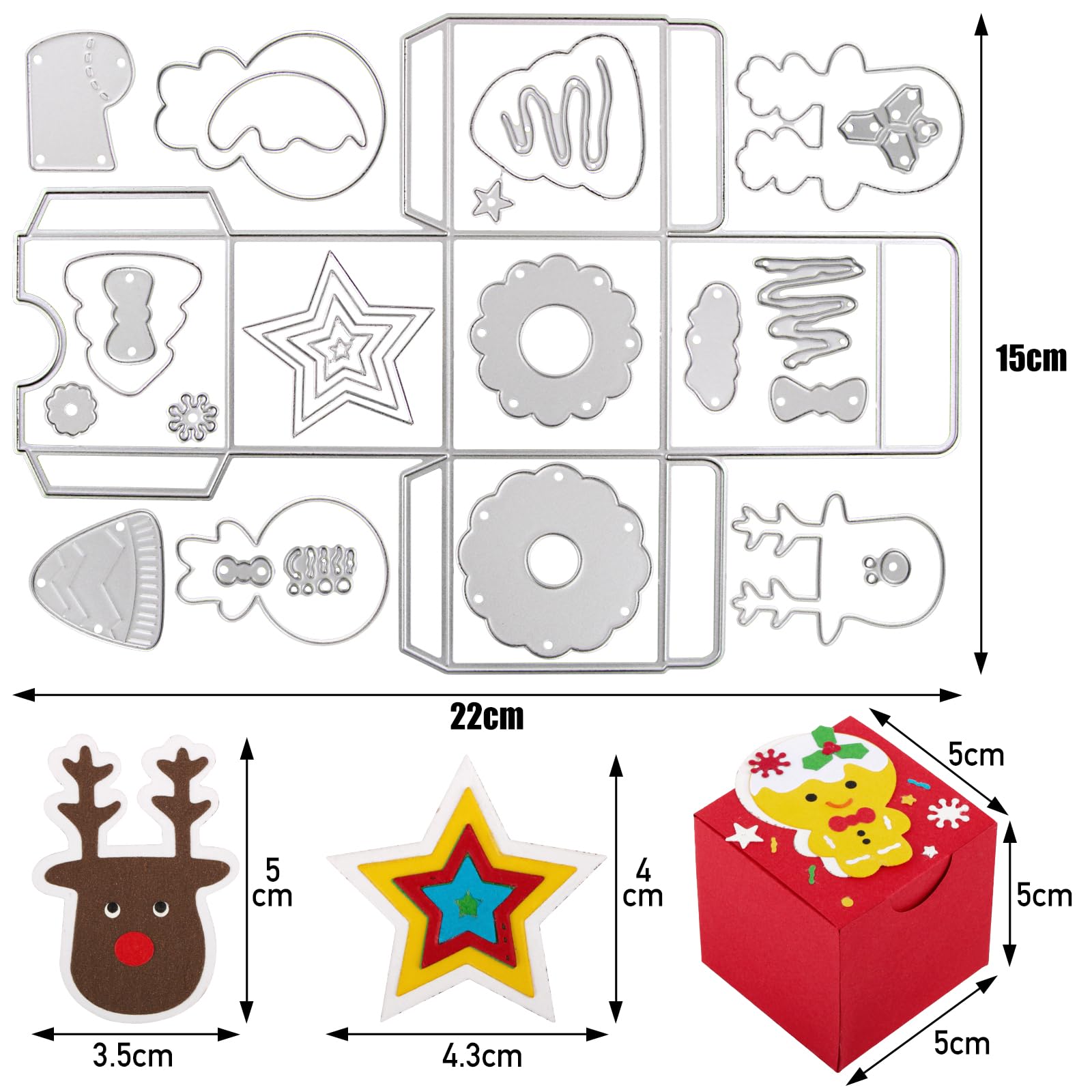 Surakey Anges De Noël Matrice De Découpe En Acier Arbre De Noël Suspendus Scrapbooking Dies De Decoupes 3D Poupée D'ange Décorations D'arbre De Noël Cutting Dies Pour Décoration Anniversaire Noël