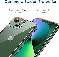 Vista 5 de JETech - Funda para iPhone 13 de 15,5 cm, cubierta de goma a prueba de golpes que no se pone amarilla, parte trasera transparente antiarañazos Verde