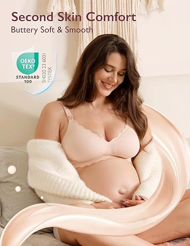 Miniatura 2 de Momcozy Nursing Bras for Breastfeeding, Seamless Pregnancy Maternity Bra Wireless Classic Jelly Strip Support Nursing Bra