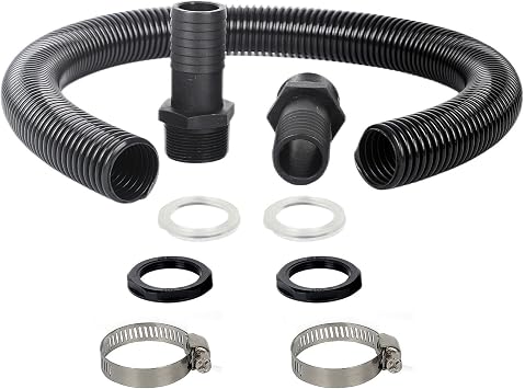 water Connector Pipe Link Kit for Downpipe, 38mm Rain Barrel Connecting Kit for Joining Tanks Together - 1M Flexible Hose & Fittings