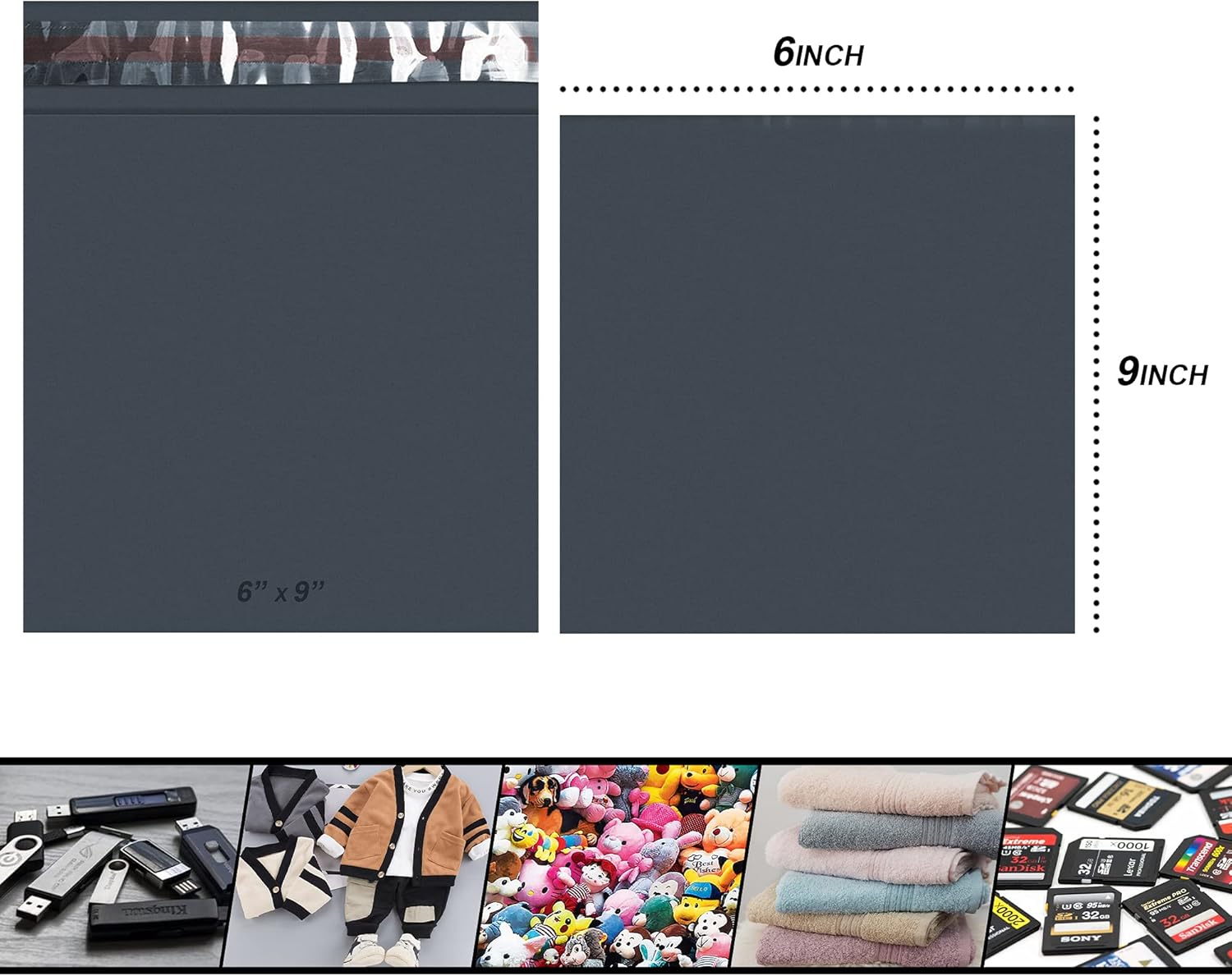 100x Grey Mailing Bags - Mixed Sizes, 100% Recyclable Parcel Bags, Self-Seal Postage Bags for Clothes - Strong & Sealable Plastic Envelopes, Ideal for Large to Small Postal Packing Shipping Posting