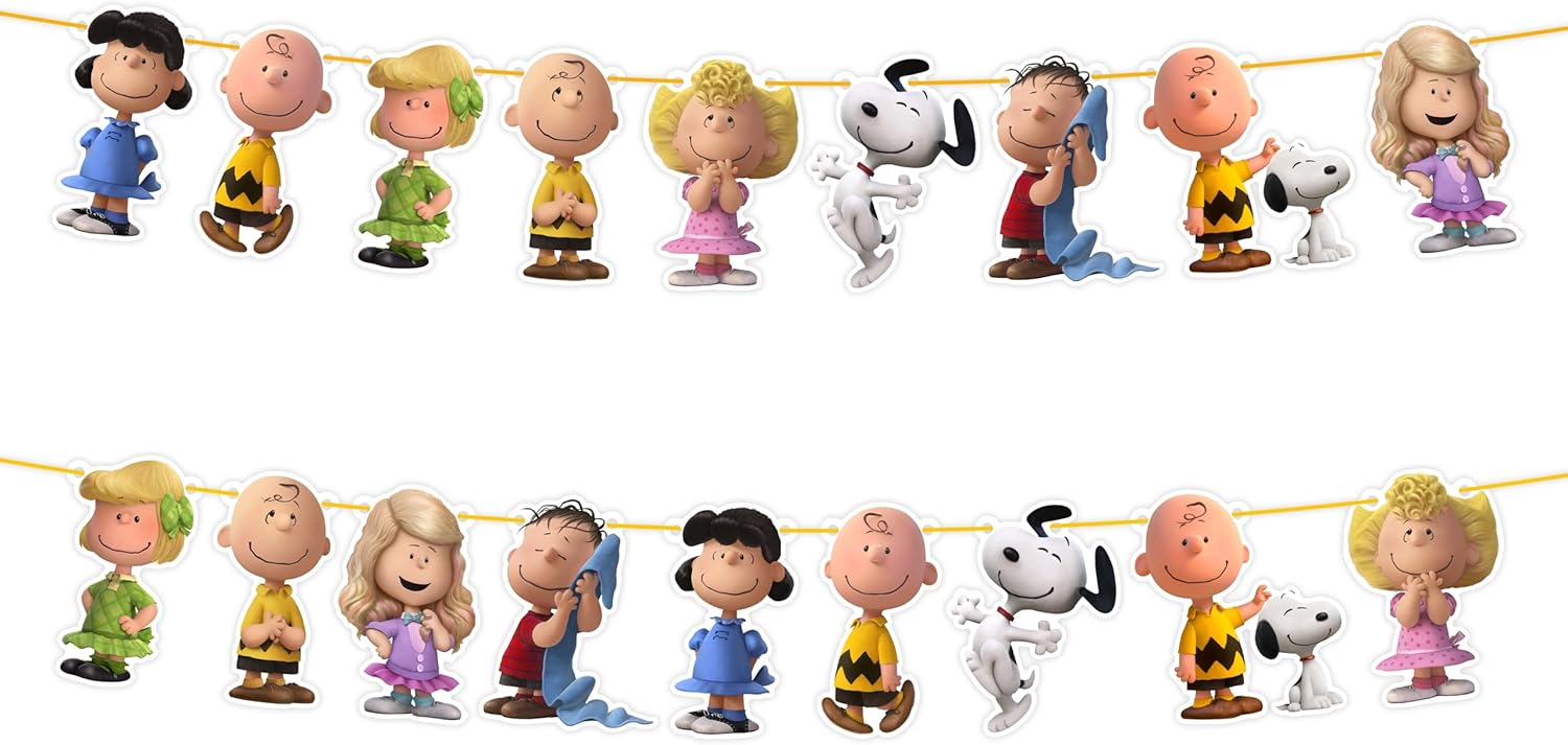 Charlie Broown Garland Decoration, Cartoon Style Party Banner for Birthday and Celebration Events, Colorful Hanging Garland with Classic Design for Wall, Table, and Party Decor