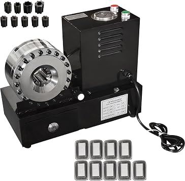 Electric Hydraulic Hose Crimper Machine with 9 Dies | 110V with Limit Switch, Portable Crimping Machine for Hydraulic Hoses, AC Lines, Multi-Diameter Hydraulic Pipe Crimper Kit