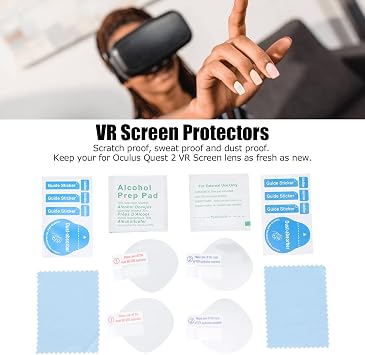 070 4Pcs Protective Film Lens Protector for Oculus Quest 2, Scratch-Resistant Lens Film VR Screen Cover Protectors for Virtual Reality Lenses, Accessories for VR Headsets