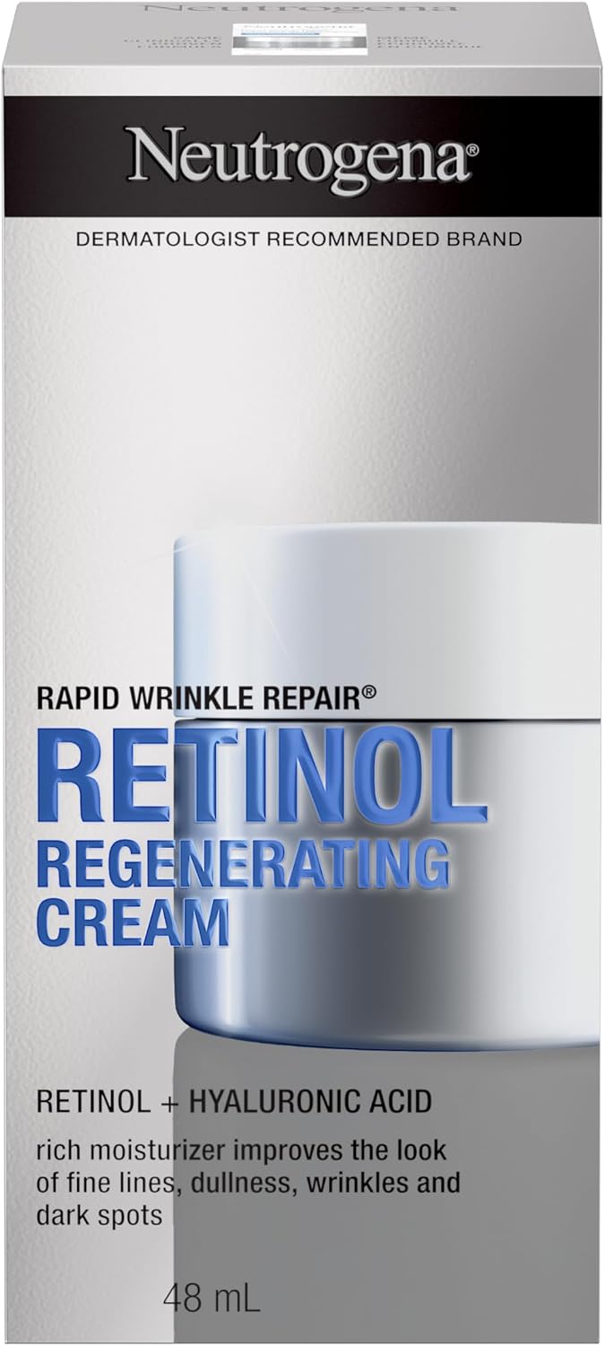 Neutrogena Rapid Wrinkle Repair Retinol Face Moisturizer, 48 mL | With Retinol + Hyaluronic Acid, Fades Fine Lines, Wrinkles, Dark Spots, Face and Neck Cream
