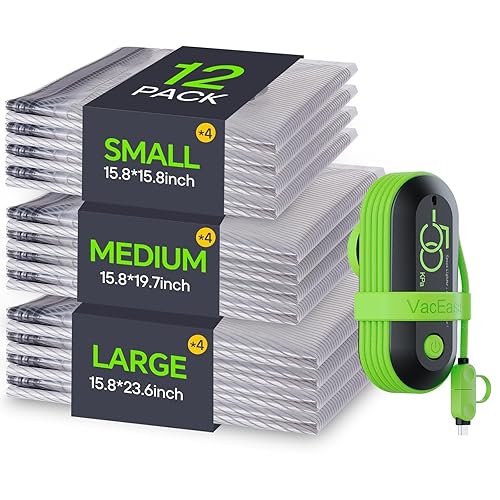 Vacuum Bags for Travel with USB Pump, 12 Pack Carry-on