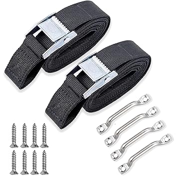 78'' Battery Tie Down Strap for Boats,Battery Box Hold Down Straps Kit with Stainless Steel Cam Buckle,Stainless Steel Deck Loop Mounts and SS Screws,Used for Cooler,Fuel Tank,YETI,RTIC,RV and More