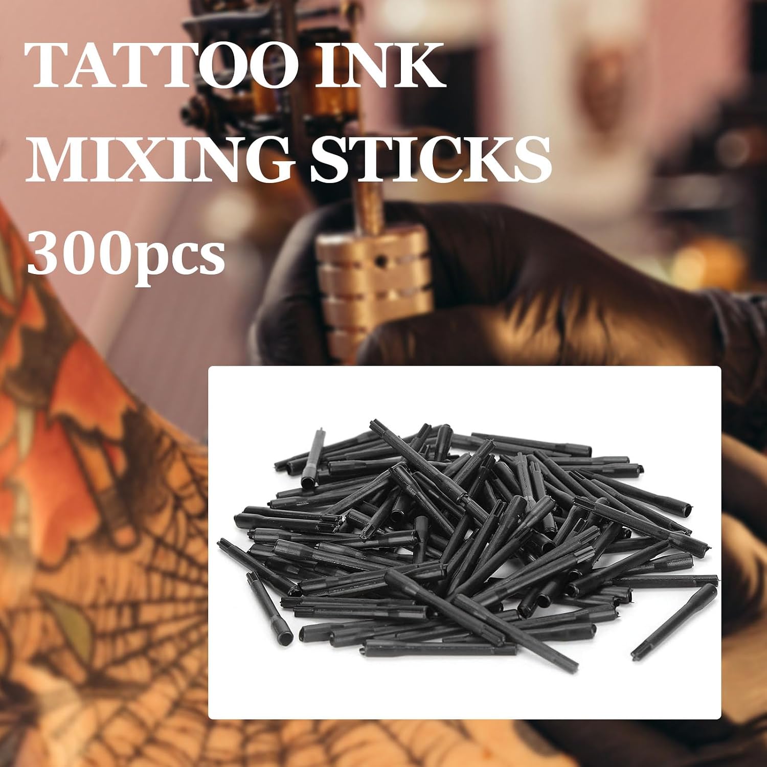 300pcs Tattoo Pigment Mixer Sticks - NAQASE Tattoo Ink Mixing Sticks Black Watercolor Pigment Mixer Sticks Pigment Supplies