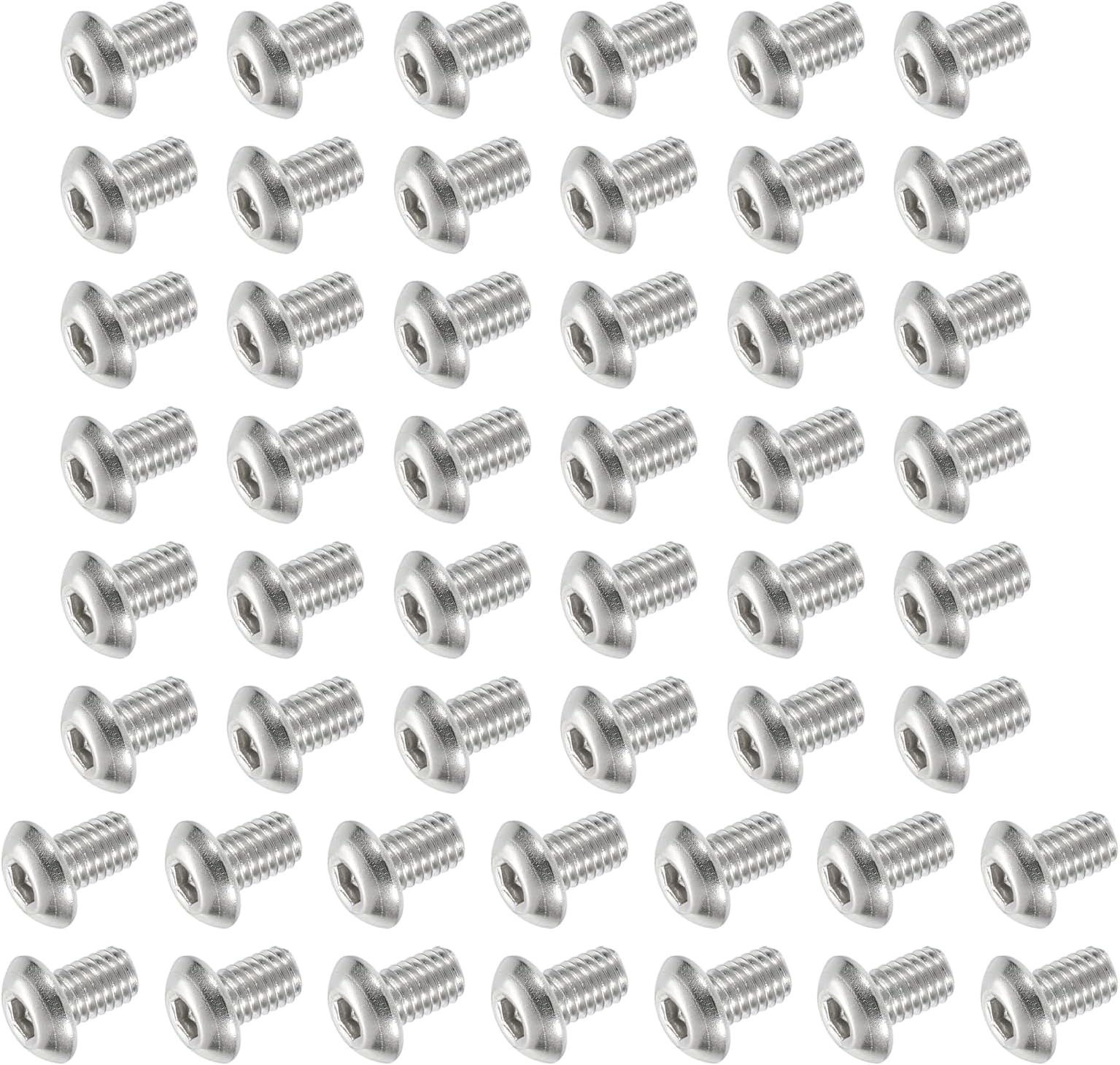 PATIKIL Button Head Socket Cap Screws, 50 PCS #10-32 UNF x 5/16 Inch 304 Stainless Steel Hex Drive Fully Thread Machine Bolts Screw for Furniture Water Pump Light Fixture, Silver