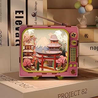 3D Puzzles Holz, Modellbausatz in TV-Form mit LED-Licht – dimmbares, zeitgesteuertes, wiederaufladbares Nachtlicht, Heimdekoration, DIY-Bastelgeschenk für Erwachsene und Jugendliche